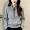 Korean Retro Half-zipper Lapel Turtleneck Pullover Sweater Women's Autumn and Winter Natal Year Red Sweater Thickened Knitted Sweater