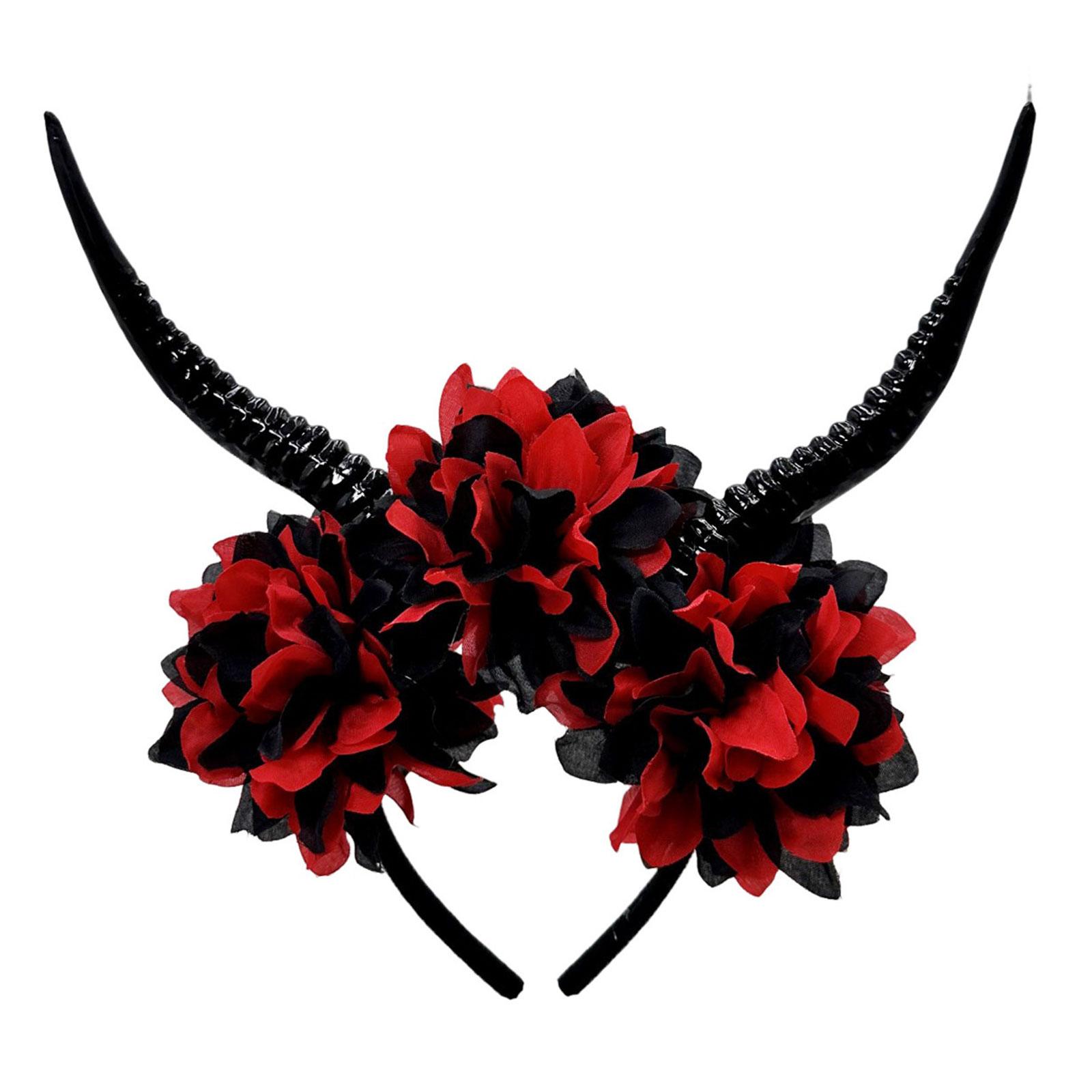 

Halloween Floral Antelope Horn Headband Resin Costume Accessory Creative Headdress Props For Parties Role Play E