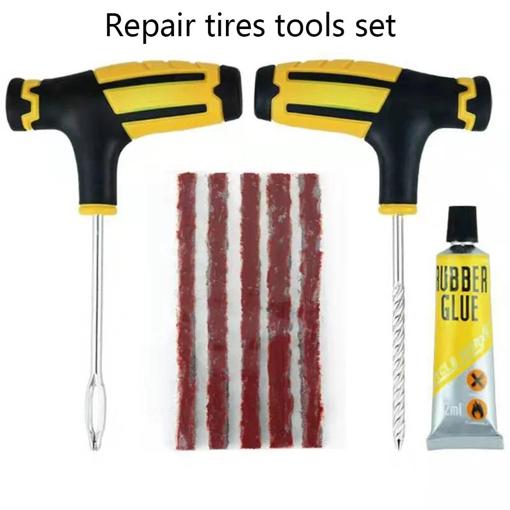 Tubeless Tire Repair Kit with Rubber Plugs – Car & Motorcycle Puncture Fix Tool, Uses for Roadside Emergency & DIY Maintenance