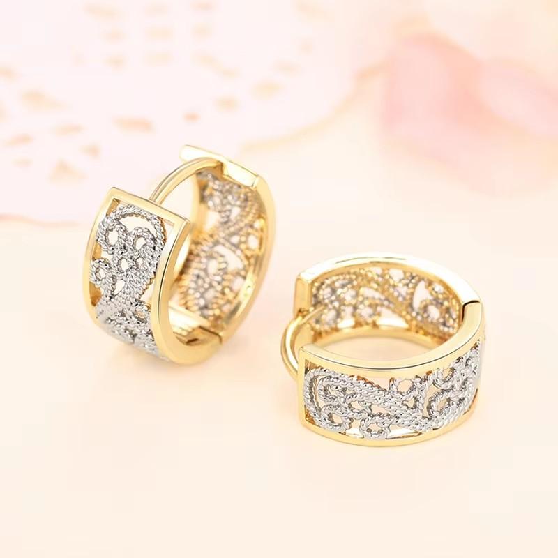 

Huitan Luxury Trendy Two-two Hoop Earrings for Women Temperament Lady s Metal Circle Earrings Modern Fashionable Zircon