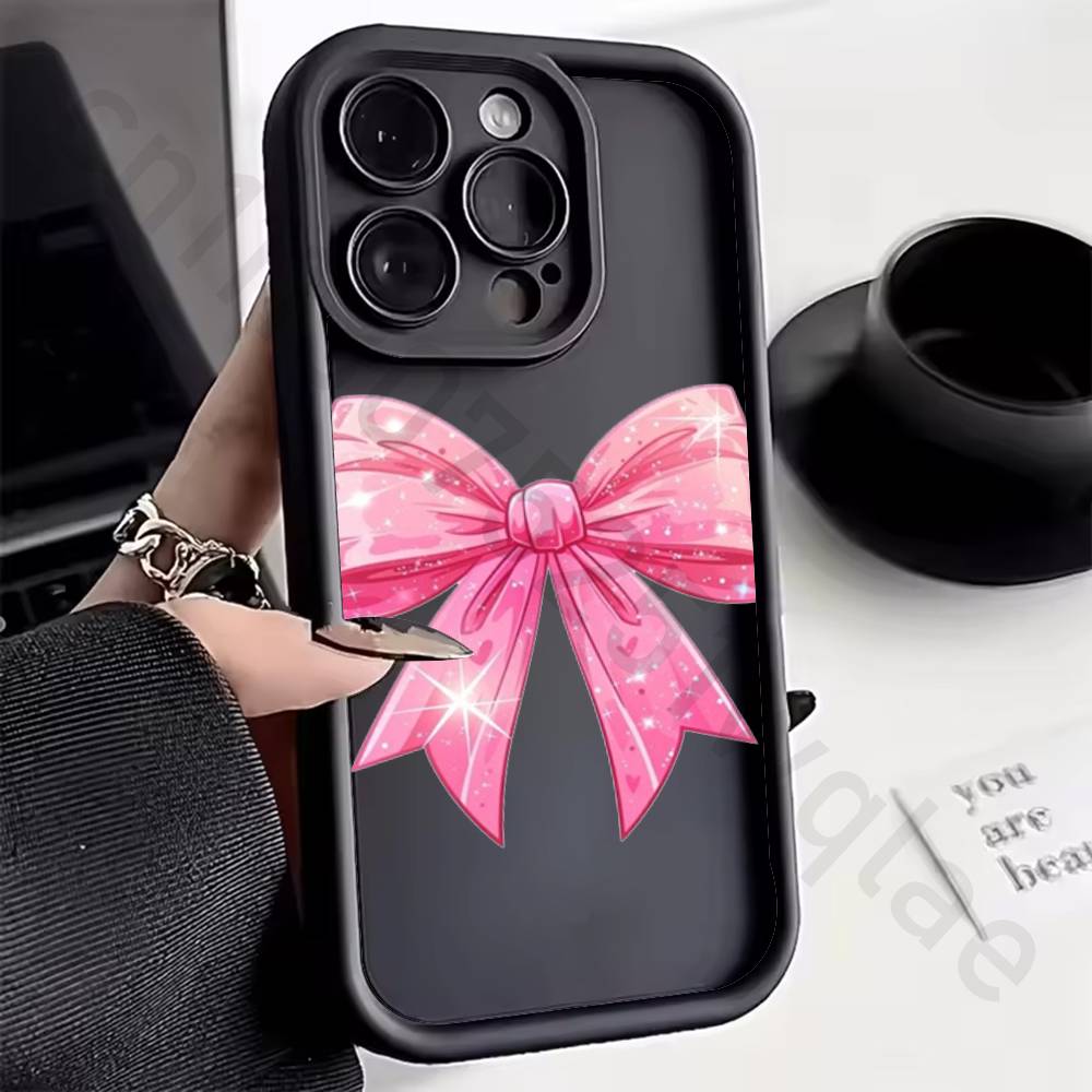 Colorful Bow Print Phone Case For iPhone 11 13 17 15 12 14 Pro Max air Plus SE Soft Matte Cover