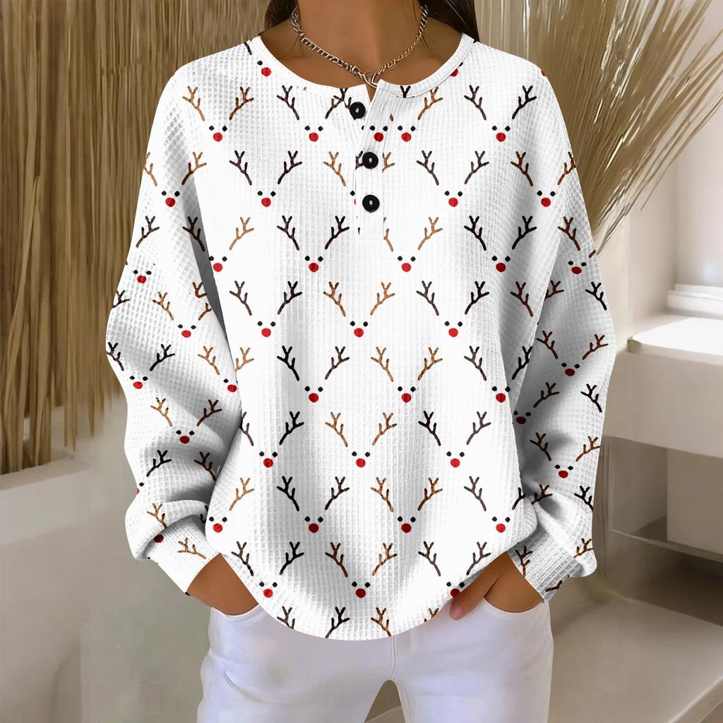 Women's Casual Shirts Long Sleeve Tops Button Up V Neck Loose Knit Fall Favorites For Women