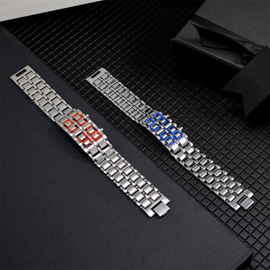 Men Digital Watch Large Screen Electroplated High Accuracy Decorative Cool Style Individual Stainless Comfortable Strap Lighweight Men Wristband