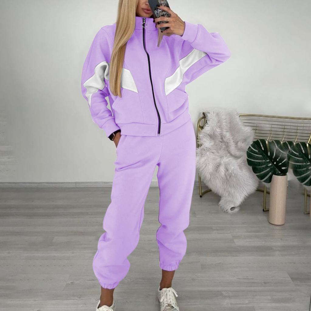 Damen Herbst und Winter Europäischer und Amerikanischer Langarm Freizeit Sportanzug 2-teiliges Set