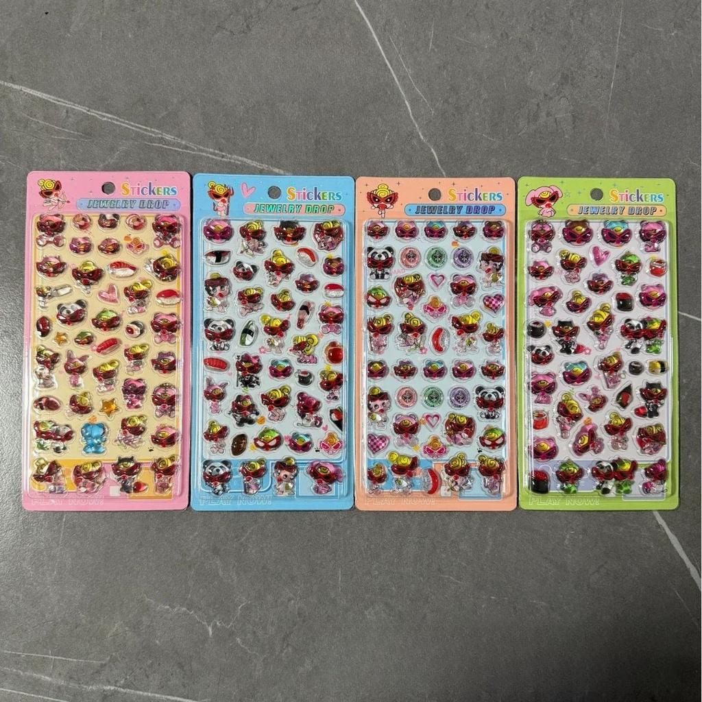 New 2/4Pc Kawaii Blue Angel 3D Crystal Embossed Stickers Children'S Handbook Diy Mobile Phone Case Decoration Stickers Toy Gifts