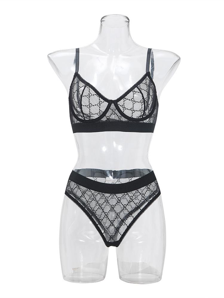 Set Lenjerie Sexy European & American Camișol cu Model Diamant din Plasă