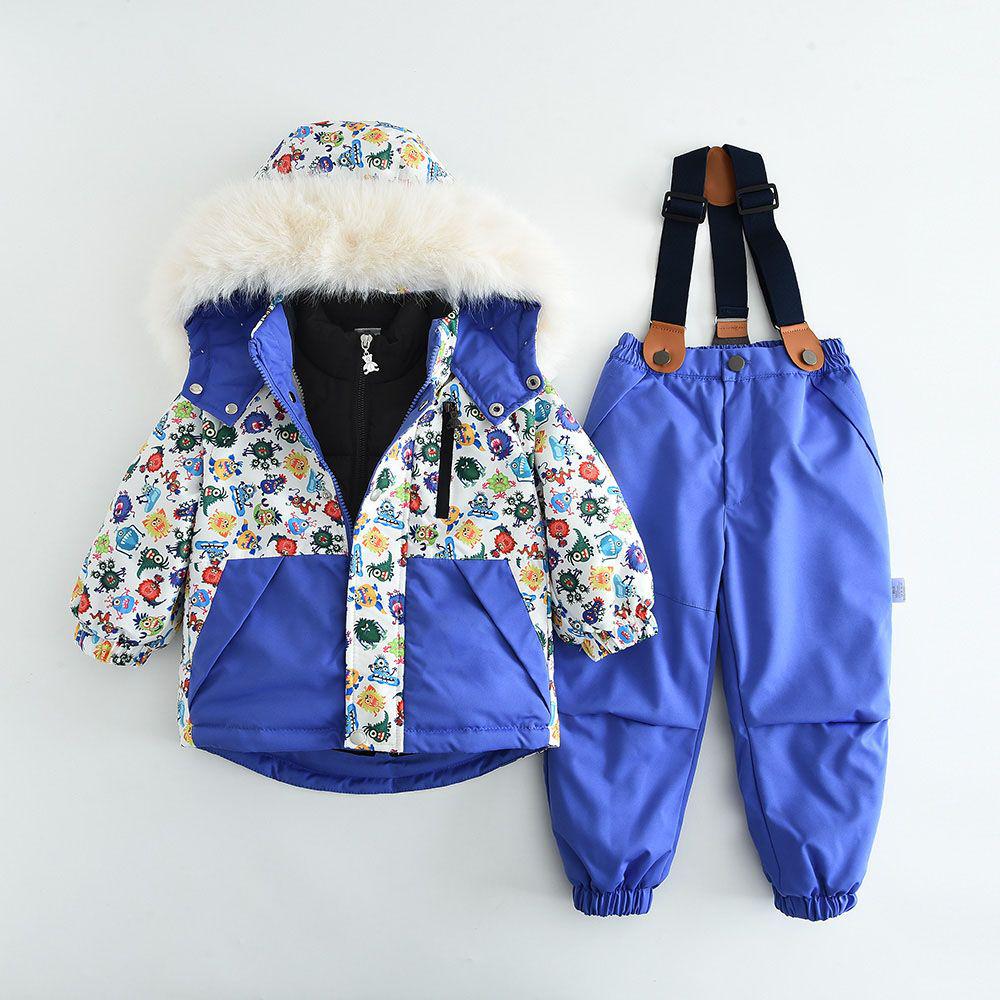 Zimowy kombinezon narciarski dla dzieci 2024 - Trzyczęściowy zestaw z podszewką polarową, wiatroodporny i wodoodporny dla niemowląt