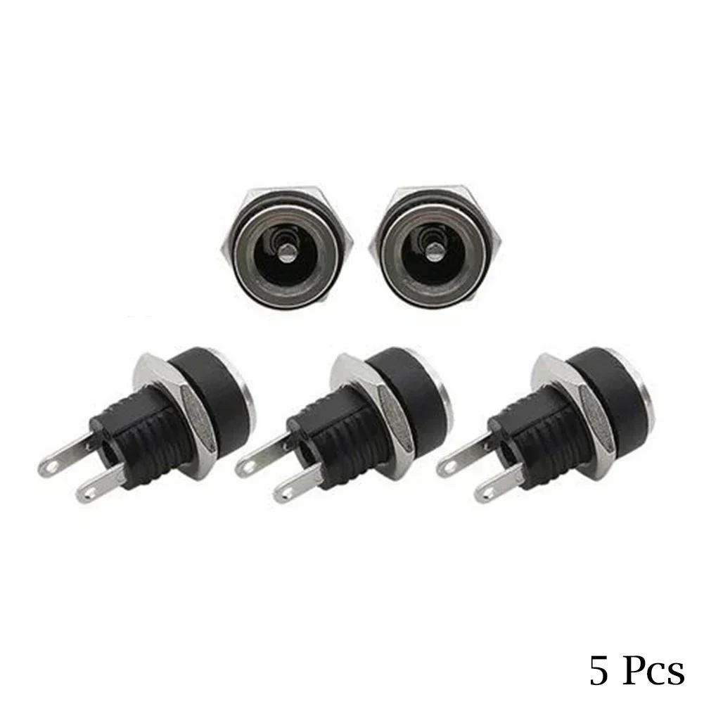 10 Pieces DC 12V Connector Power Plug Male Female Jacks Socket Nut Panel Mount DC Power Adapter Connector 5.5x2.1x9mm