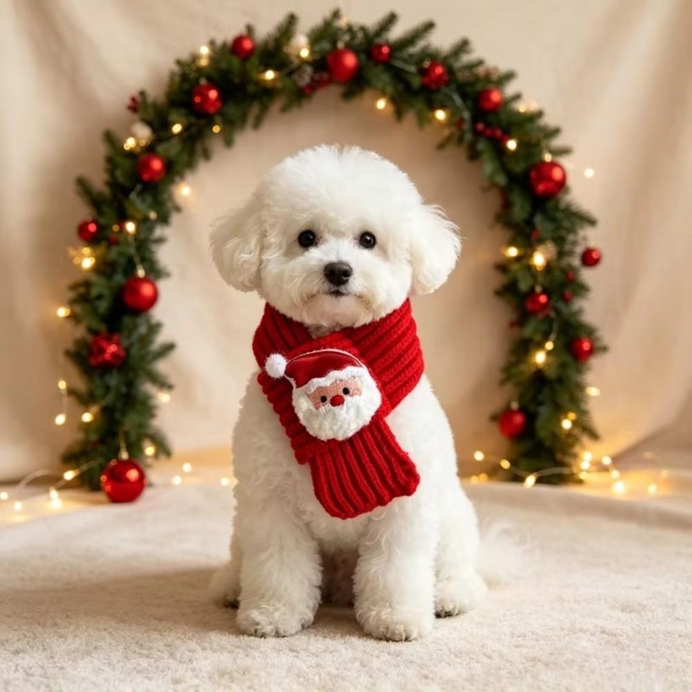 Reindeer Puppy Knitted Scarf Santa Claus Pet Winter Warm Scarf Pet Christmas Scarf Christmas Party