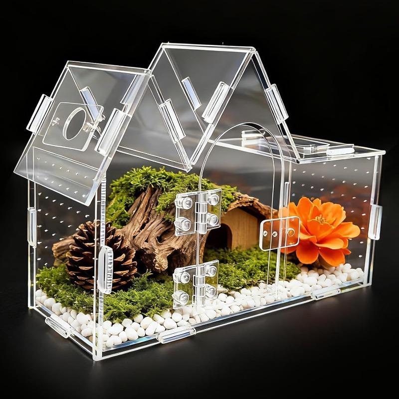 Acrylic Terrarium Transparent Jumping Spider Reptiles House Snails Tree Frog Gecko Lizard Breeding Cage Reptile Enclosures