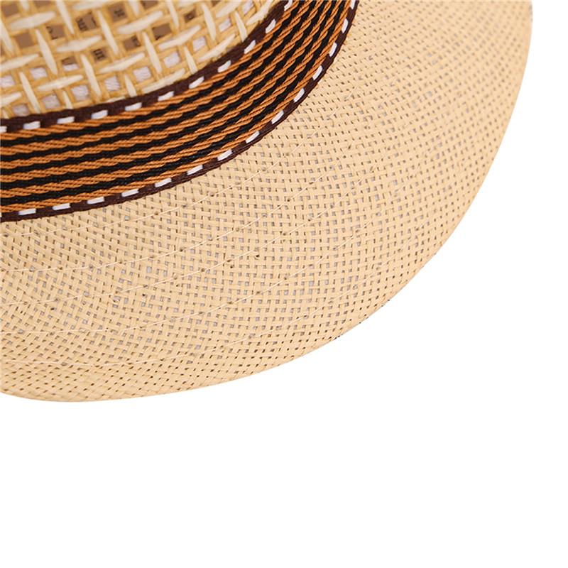 Kids Straw Hat Vintage Roll-Up Brim Uv Protection Summer British Sun Cap For Boys And Girls Cowboy Hat