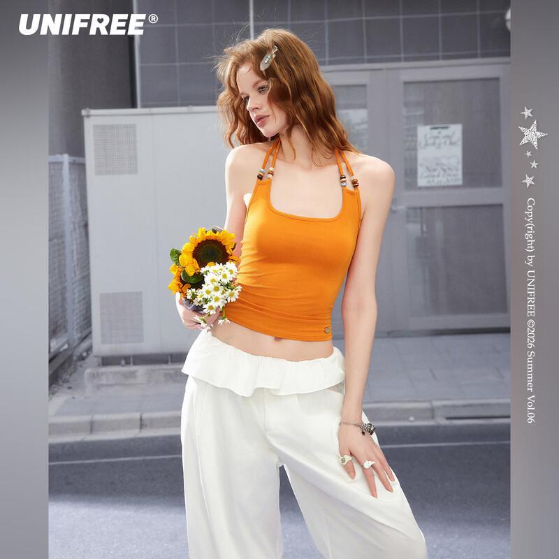 UNIFREE Beaded Halter Neck Slim-Fit Tank Top S