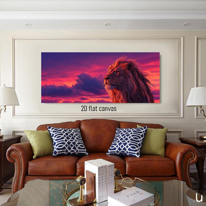 

1pcs Modern Minimalist Lion King Canvas Decorative Painting Living Room Bedroom Entrance Study Background Wall Hanging Animal Ar (as the picture,50x100cm No Frame)
