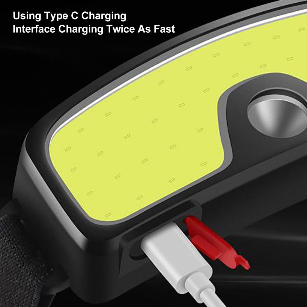 Outdoor Headlamp with 5 Lighting Modes Double Light Source Waterproof Headlight for Running Fishing Camping