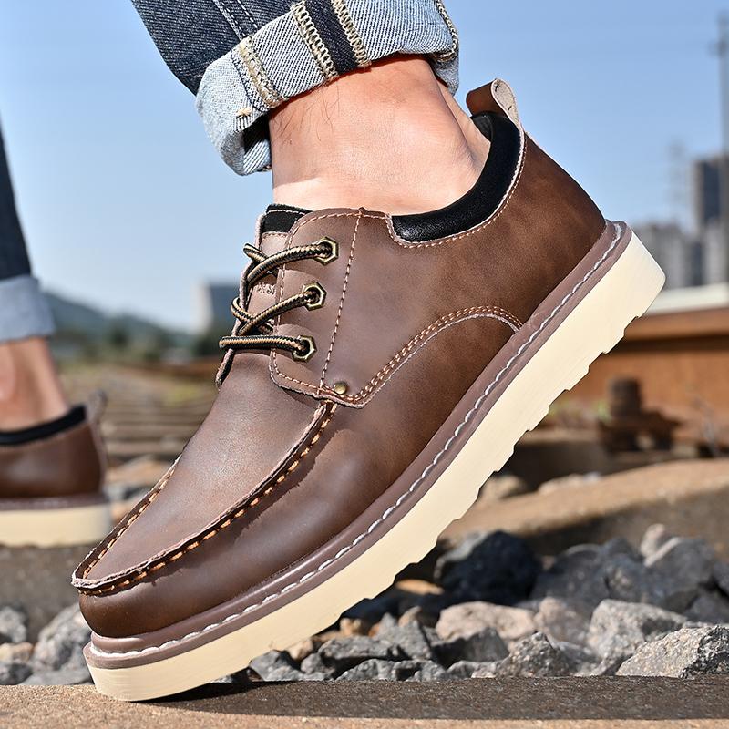Fashion Cowhide Men Business Dress Shoes Fashion Genuine Leather Outdoor Office Shoes British Casual Lace Up Flat Designer Leather Shoes