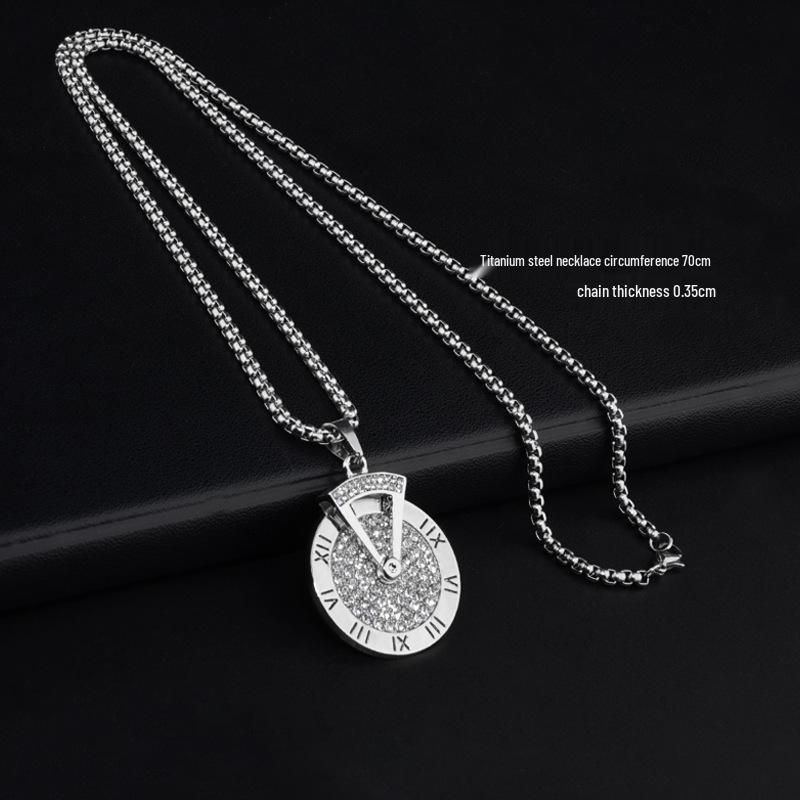 Lucky Turn Titanium Steel Necklace: Colorfast Pendant with Number Luck Beads for Women and Men