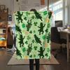 1PC Clover Print FlAannel Blanket, High quality Comfortable for All Seasons, Home Decor, Warmth and Comfort