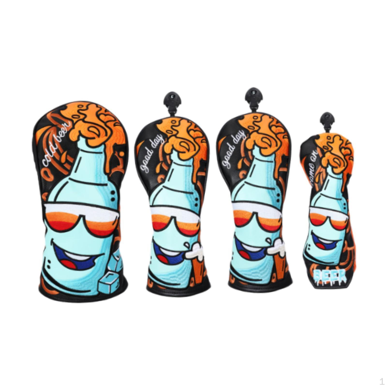 

4 шт. чехол для головы клюшки для гольфа, деревянный чехол для кия, защитный чехол из водонепроницаемого полиуретана Black Orange