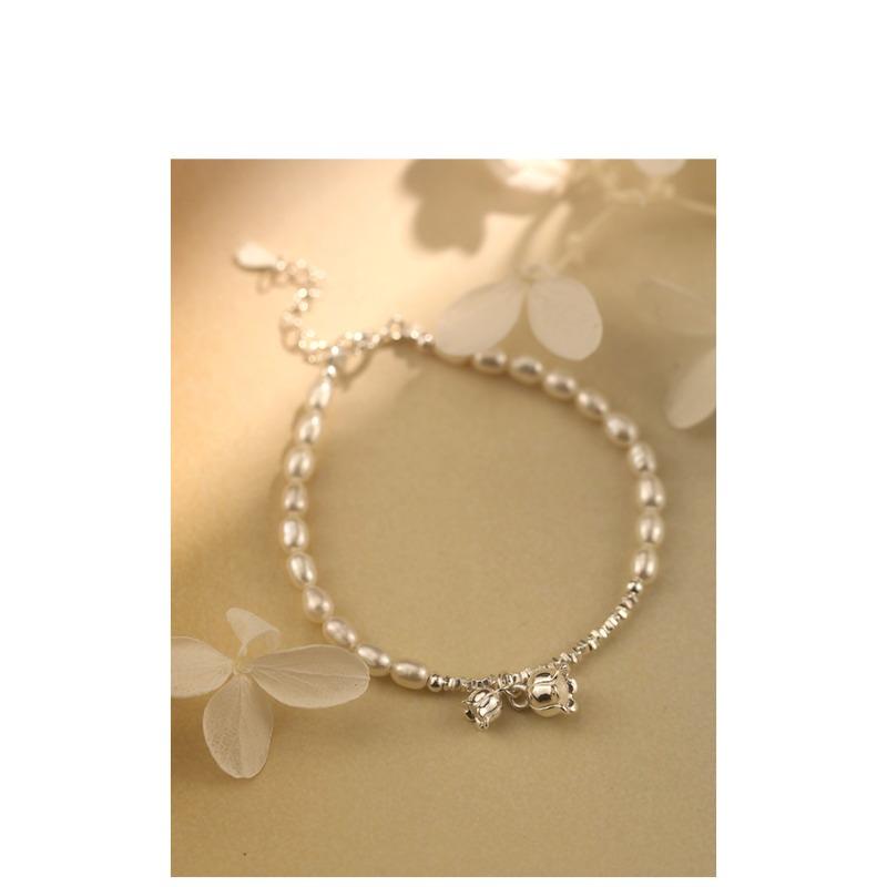 

Серебряный браслет S925 с жемчугом лилии, сломанный серебряный браслет, универсальные легкие, роскошные эластичные браслеты ручной работы с пресноводным жемчугом 925