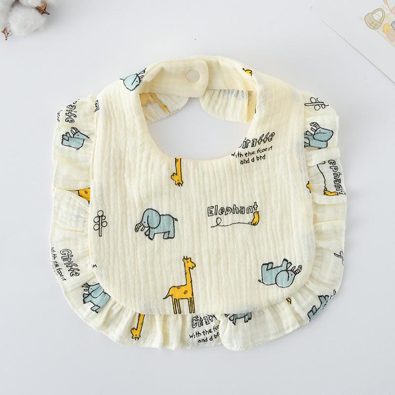 Ruffle Baby Drool Bibs: Pure Cotton Printed Lace Bibs