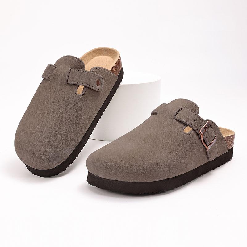 Fashion Shevalues Men's Suede Clogs Slippers Classic Brand Leather Mules Women Cork Potato Shoes With Arch Support Fashion Beach Sandals