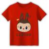 2025 Popular Children's Clothing Short Sleeved LABUBU Ugly and Cute Pattern Round Neck T-shirt Cartoon Style Girl's Top