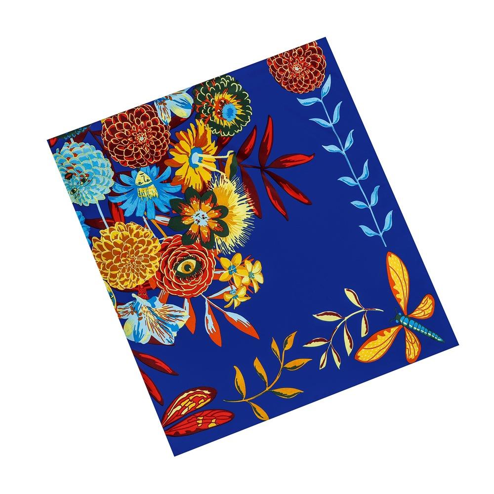 130*130Cm 100% Twill Silk Square Scarf Women Luxury Floral Print Beach Shawl Bandana Kerchief Femme Fourlard Echarpes Stoles