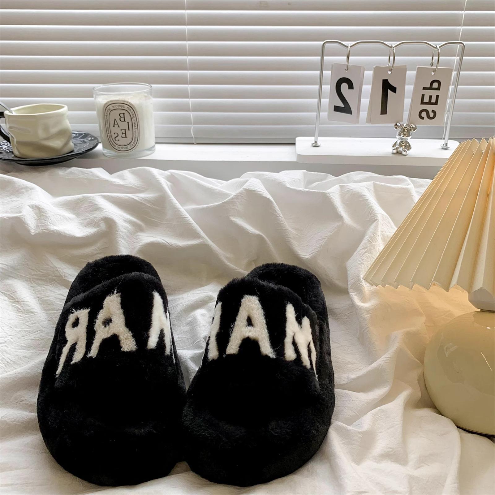

Internet celebrity embroidered fluffy slippers women s outer wear 2025 autumn and winter new thick bottom heightening small fragrance comfortable ver 35 чёрный
