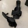 Fashion New Style Square Toe Butterfly-knot Women Slippers Elegant Thin Heel Open-toe Heels Sandals Summer Fashion Comforts Office Shoes