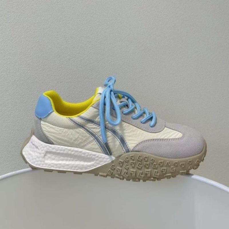 Женские кроссовки на платформе весна 2025 новая повседневная обувь кроссовки Форреста Гампа дышащие легкие и универсальные с мягкой подошвой 35 зеленый цвет-серебро 3283₽