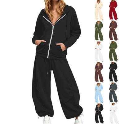 Women's Casual Zip Up Hoodie and Loose Fit Sweatpants Set Comfortable Lightweight Two Piece Tracksuit for Everyday Wear
