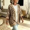 Women's Leopard Print Knit Cardigan Casual Open Front Sweater