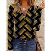 Women's creative printed zipper long-sleeved T-shirt, breathable, soft and comfortable, suitable for all-year-round casual wear