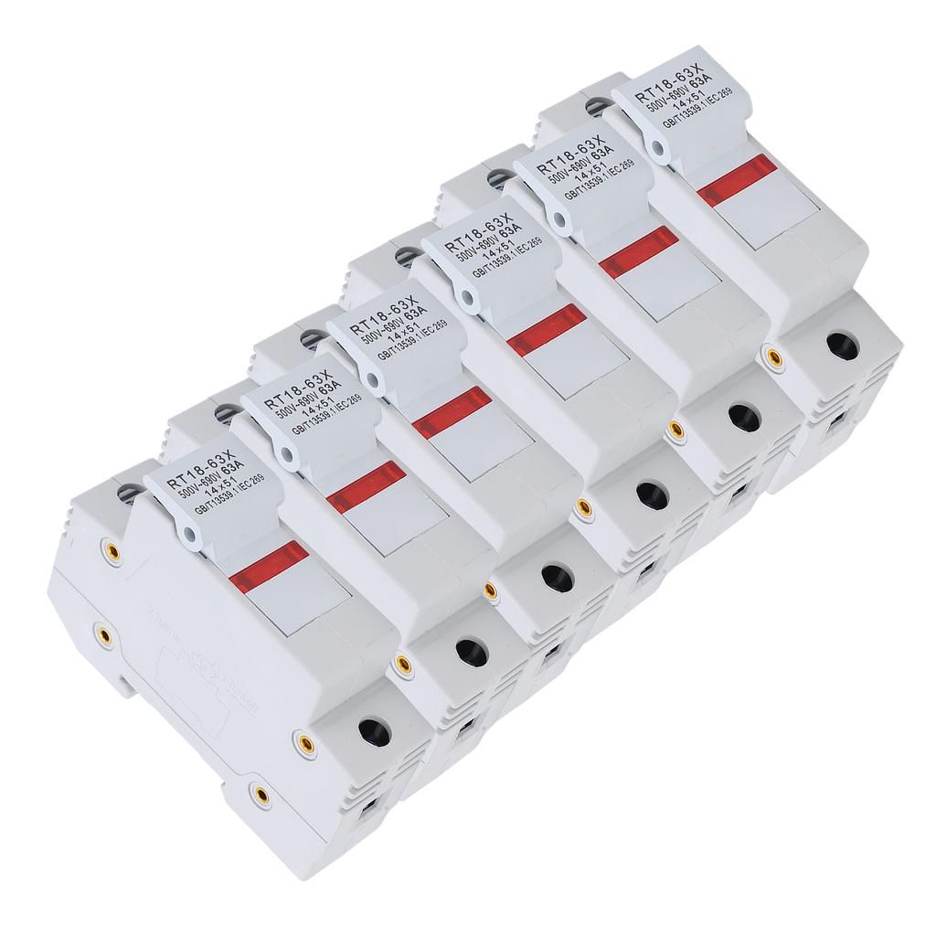 RT18 63X Rail Mounted Fuse Holder Base with LED Light for RO16 14x51mm Fuse Core 63A 500 690V