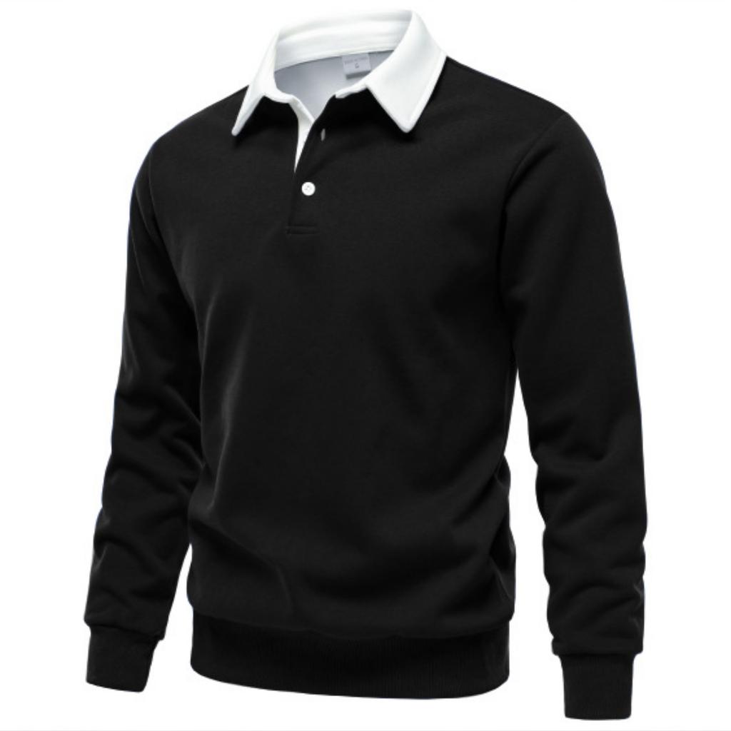 Męska koszula casualowa z klapą w jednolitym kolorze, wszechstronna, z długim rękawem, męska bluza z kapturem z grubej bawełny