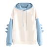 Fashion Women Casual Solid Color Long Sleeve Splice Sweatshirt Tops