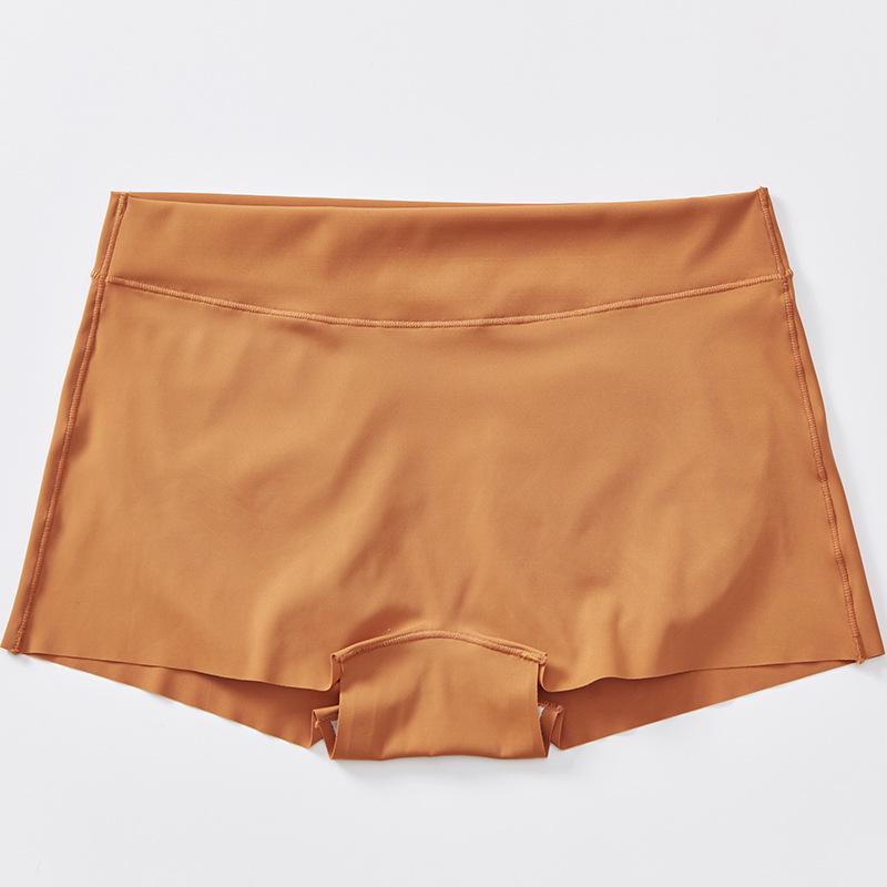 Seamless Women's Mid-Waist Boxer Briefs - Ice Silk, Breathable, Solid Color, Anti-Exposure Safety Shorts with Cotton Crotch