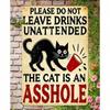 Vintage Cat Metal Poster Wall Art Bar Sign No Drinks