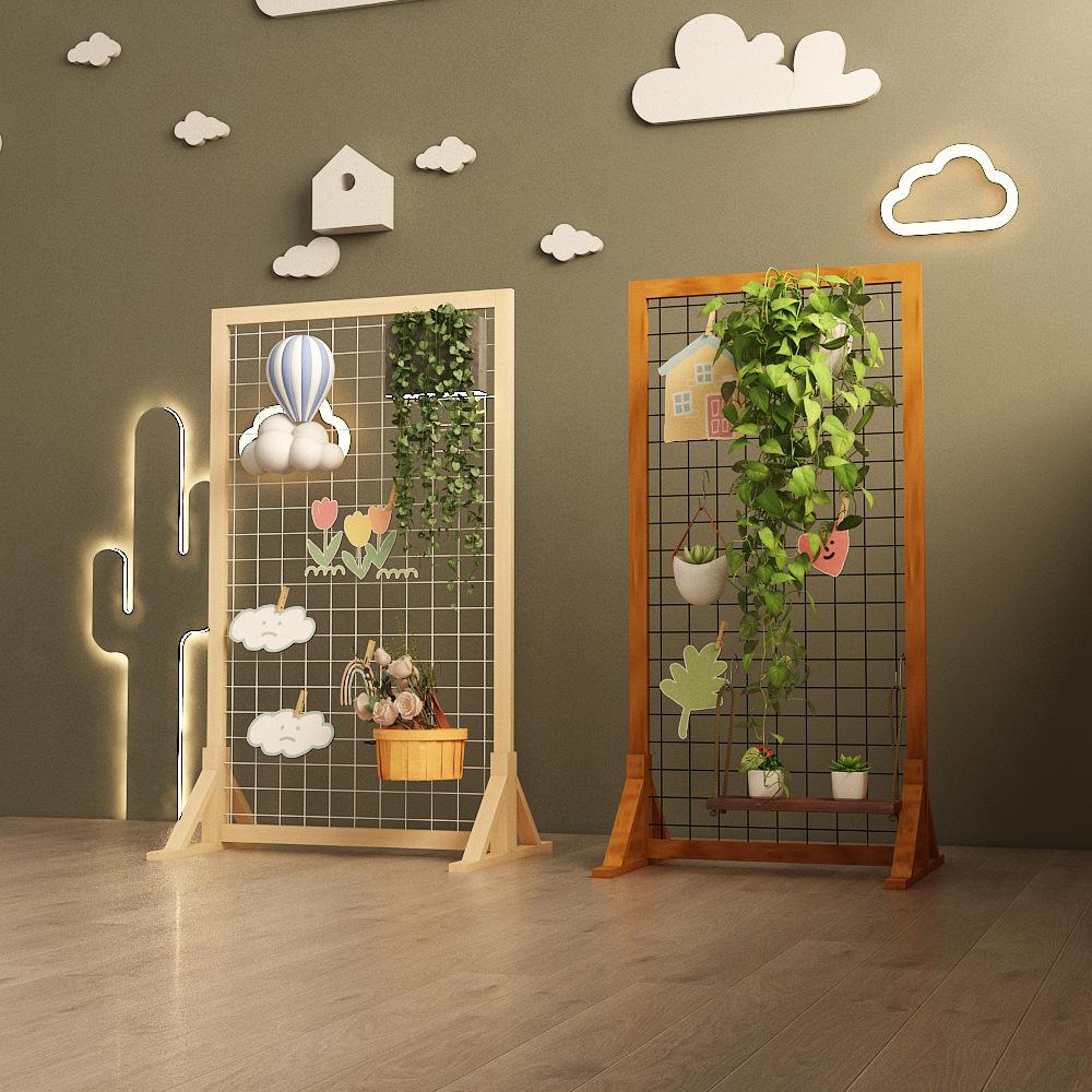 Handmade Display Shelf: Grid Photo Frame & Plant Rack for Kindergarten & Crafts