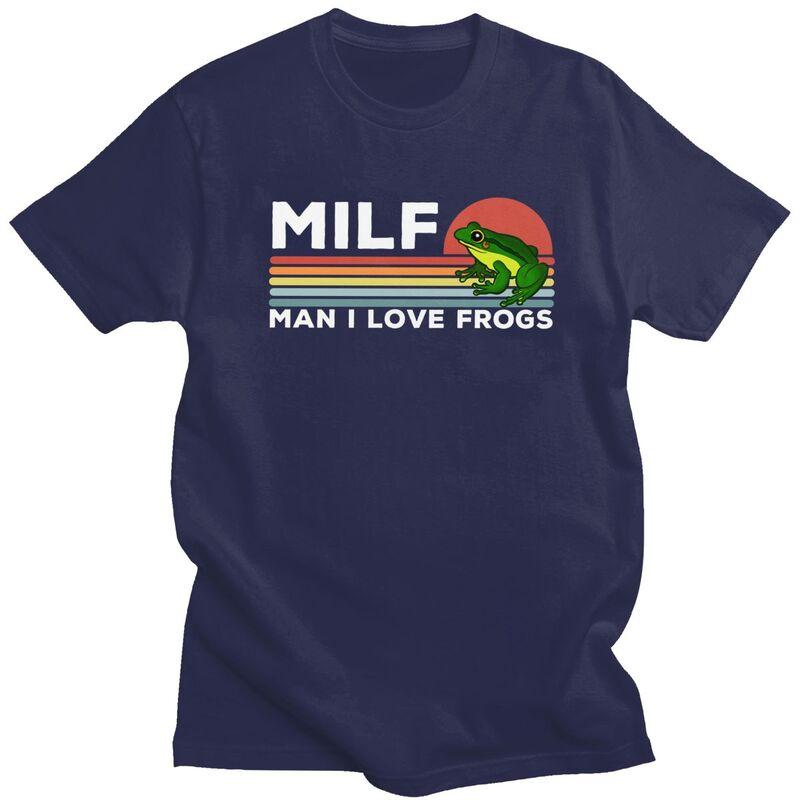 Custom Mens Milf Man I Love Frogs T Shirt Short Sleeves Cotton Tshirt Streetwear Tshirt Casual Tees Slim Fit Clothes