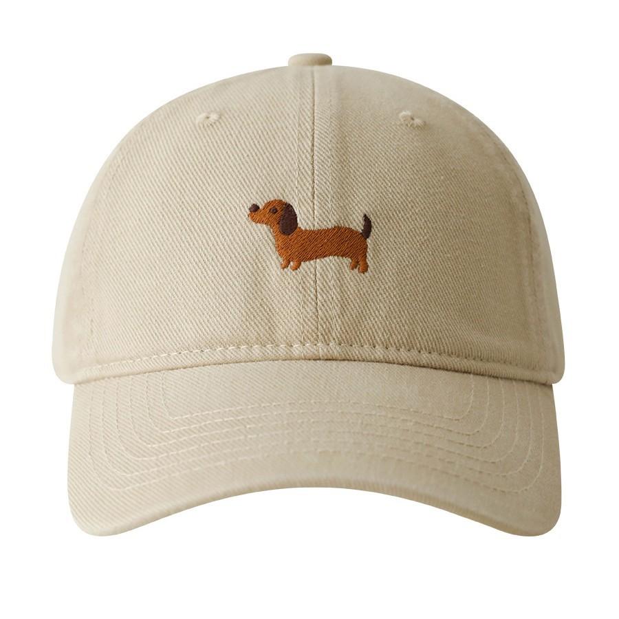 Korean Premium Soft Top Baseball Cap Girl Cute Puppy Embroidered Hat Versatile White Cap