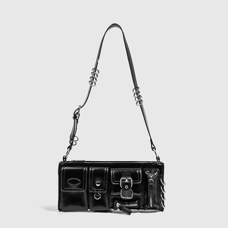 

Niche design dark sweet cool Spice girl style underarm bag new multi-pocket function short messenger bag чёрный