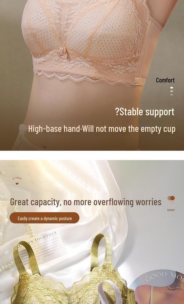Wire-Free Push-Up Full Cup Bra for Large Breasts: Slimming, Side Fat Gathering, Anti-Sagging, Plus Size