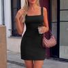 Women's Fashion Sleeveless Square Neck Tank Top Beach Casual Dress