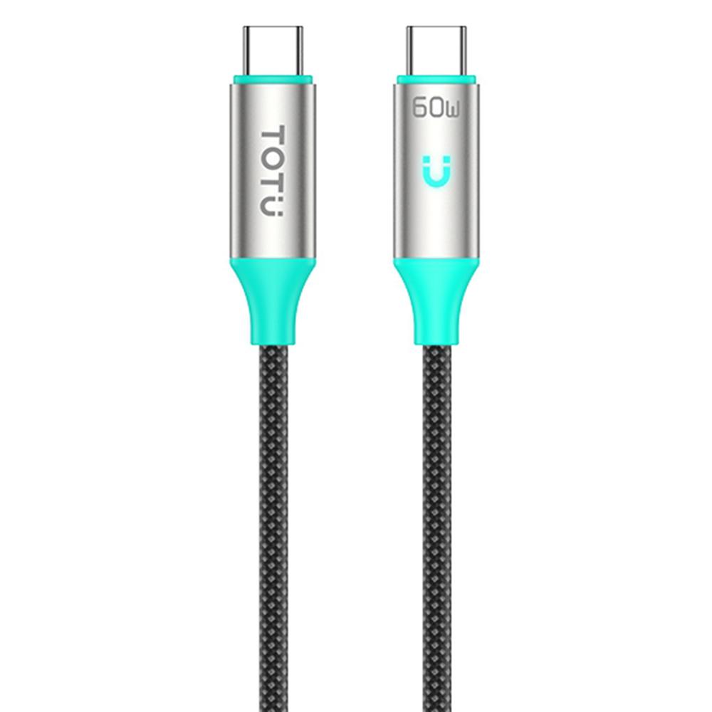TOTU CB-22-CC 120cm USB-C To USB-C Data Cable 60W Fast Charging Smart Auto Disconnect Braided Cord