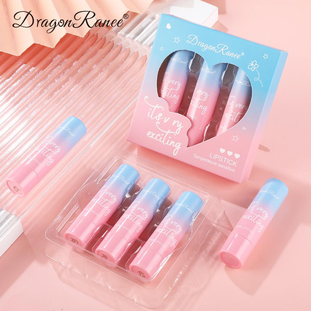 3pcs/pack Dragon Ranee Thermochromic Hydrating Lip Stain & Lip Stick Long-Lasting, Smudge-Proof & Nourishing