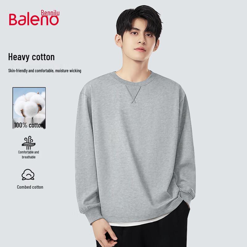 Baleno Men s Heavy Cotton Long Sleeve Crew Neck T-Shirt M