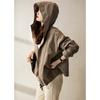 Hooded zipper trench coat women's clothing spring and autumn new loose temperament short age-reducing design jacket tide