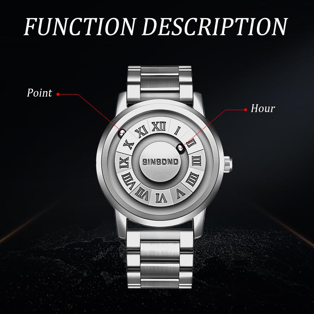 Edelstahl Magnetische Levitation Römisch Analog Quarz Geeignet für Stilvolles Modeaccessoire Perfektes Geschenk für oder Freund Herrenuhr Ziffern,