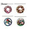 Seasonal Hanging Decor Christmas Wreath Acrylic Ornament, 2D Flat Stained Glass Style Transparent Decoration, Double-sided Decorative Pendant